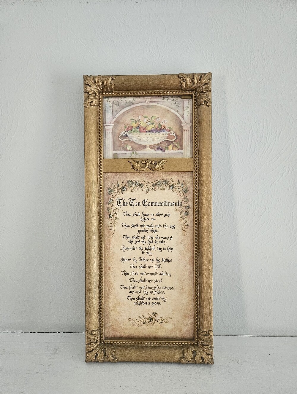 Vintage HOMCO Home Interiors & Gifts Ornate Framed The Ten Commandments Art